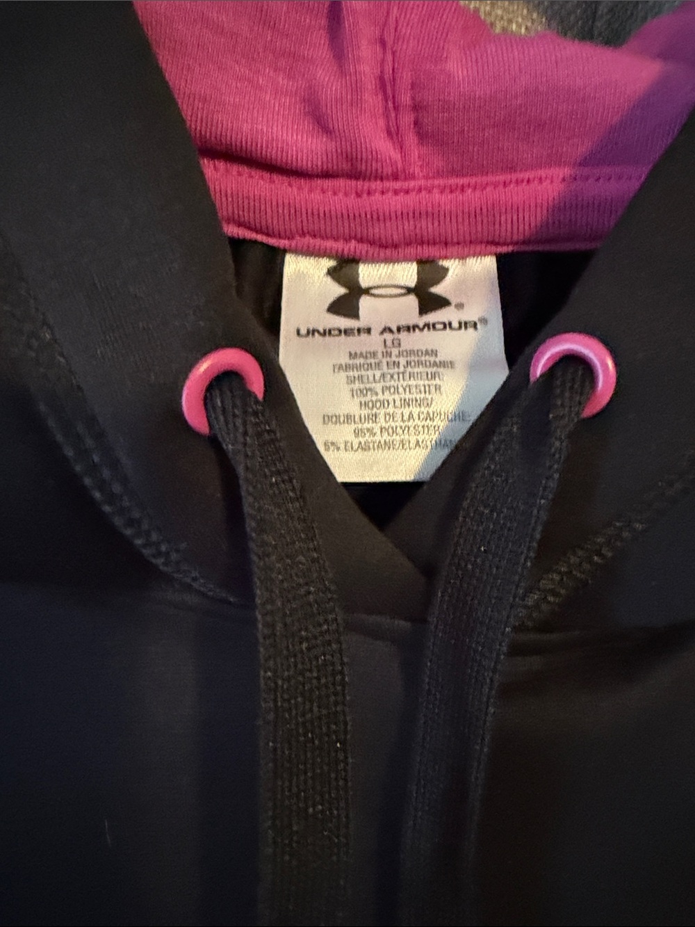 Under Armour Black Hoodie with Hot Pink Logo - Picture 2 of 3